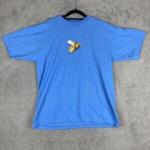 Vintage Let It Bee Shirt Mens Large Blue Nature Graphic Quote Made USA 90s Tee